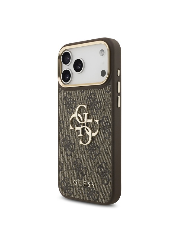 Guess Guess PU Leather 4G Metal Logo Gold Frame Zadnji ovoj za iPhone 18 Pro Max Brown