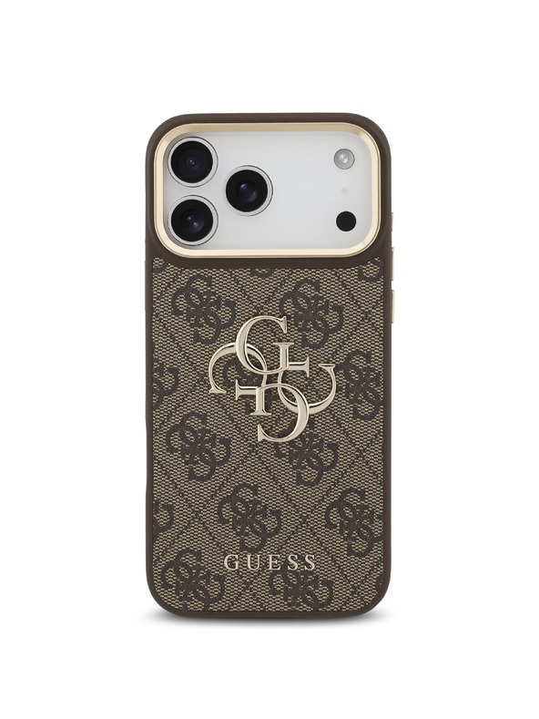 Guess Guess PU Leather 4G Metal Logo Gold Frame Zadnji ovoj za iPhone 18 Pro Max Brown
