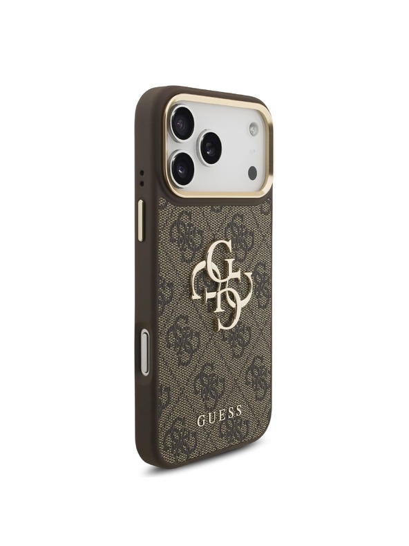 Guess Guess PU Leather 4G Metal Logo Gold Frame Zadnji ovoj za iPhone 18 Pro Max Brown