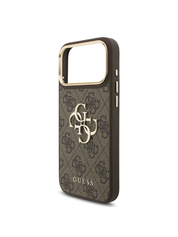 Guess Guess PU Leather 4G Metal Logo Gold Frame Zadnji ovoj za iPhone 18 Pro Max Brown