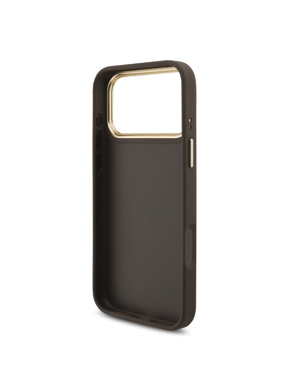 Guess Guess PU Leather 4G Metal Logo Gold Frame Zadnji ovoj za iPhone 18 Pro Max Brown