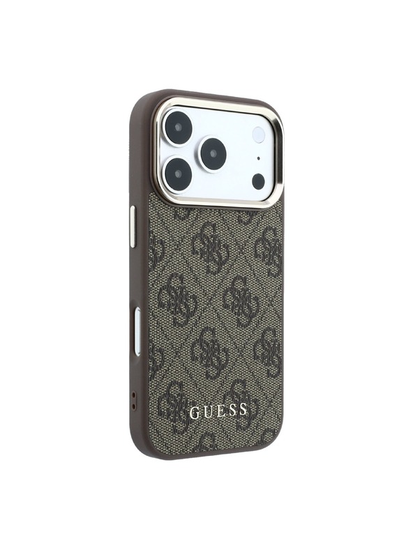 Guess Guess PU Leather 4G Gold Frame MagSafe Zadnji ovoj za iPhone 18 Pro Max Brown