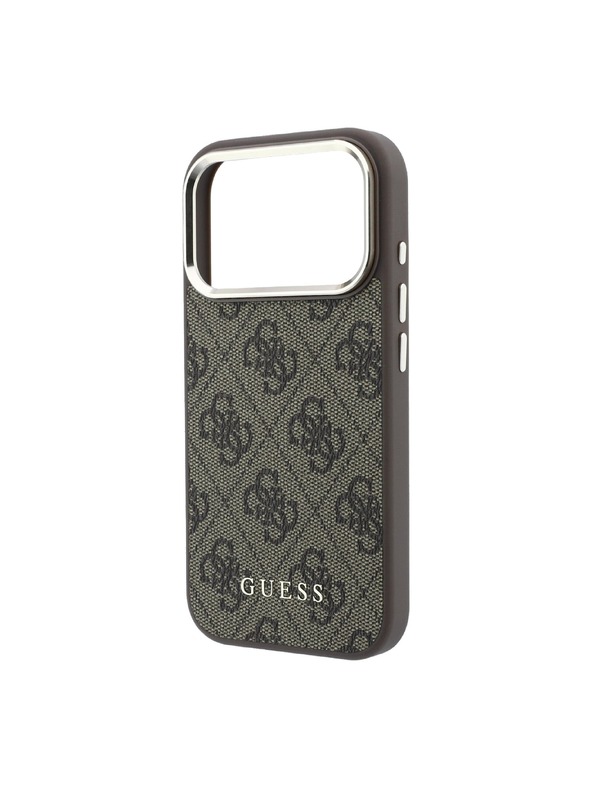 Guess Guess PU Leather 4G Gold Frame MagSafe Zadnji ovoj za iPhone 18 Pro Max Brown