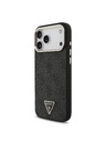 Guess Guess PU Leather 4G Strass Triangle Logo Gold Frame MagSafe Zadnji ovoj za iPhone 18 Pro Max Black