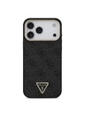 Guess Guess PU Leather 4G Strass Triangle Logo Gold Frame MagSafe Zadnji ovoj za iPhone 18 Pro Max Black