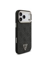 Guess Guess PU Leather 4G Strass Triangle Logo Gold Frame MagSafe Zadnji ovoj za iPhone 18 Pro Max Black