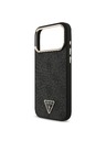 Guess Guess PU Leather 4G Strass Triangle Logo Gold Frame MagSafe Zadnji ovoj za iPhone 18 Pro Max Black