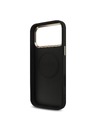 Guess Guess PU Leather 4G Strass Triangle Logo Gold Frame MagSafe Zadnji ovoj za iPhone 18 Pro Max Black