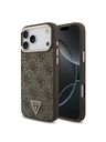 Guess Guess PU Leather 4G Strass Triangle Logo Gold Frame MagSafe Zadnji ovoj za iPhone 18 Pro Max Brown