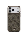 Guess Guess PU Leather 4G Strass Triangle Logo Gold Frame MagSafe Zadnji ovoj za iPhone 18 Pro Max Brown