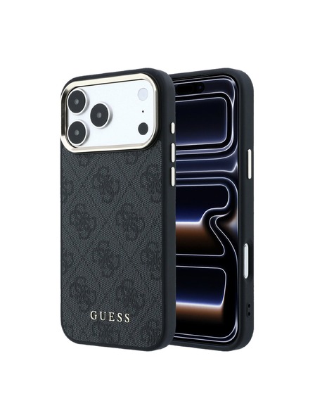 Guess Guess PU Leather 4G Gold Frame MagSafe Zadnji ovoj za iPhone 18 Pro Max Black