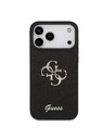 Guess Guess PU Fixed Glitter 4G Metal Logo Zadnji ovoj za iPhone 18 Pro Max Black