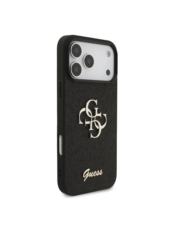 Guess Guess PU Fixed Glitter 4G Metal Logo Zadnji ovoj za iPhone 18 Pro Max Black