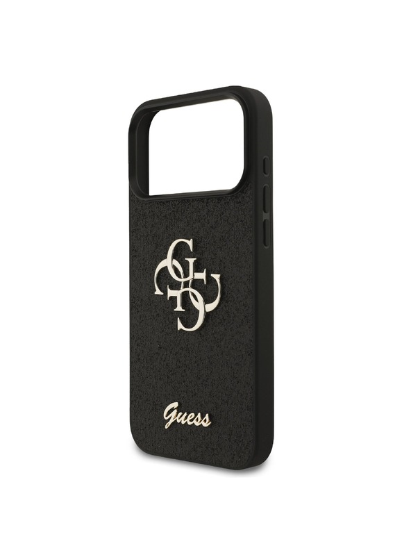 Guess Guess PU Fixed Glitter 4G Metal Logo Zadnji ovoj za iPhone 18 Pro Max Black