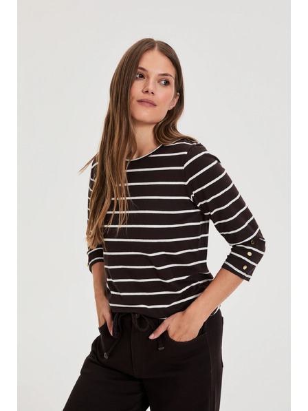 Moodo Bluza s črtami rjava Moodo