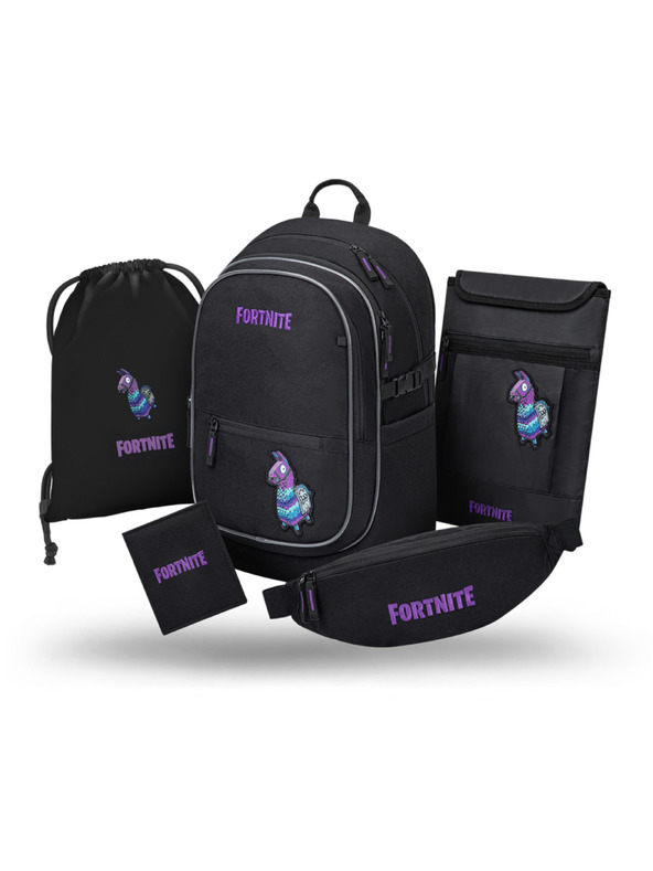BAAGL  BAAGL SADA 5 Core Fortnite Llama: batoh, vrecko, ledvinka, obal na prenosný počítač, peňaženka GRS