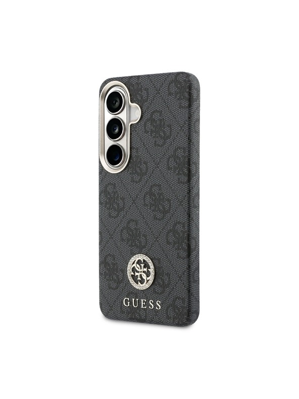 Guess Guess PU Leather 4G Strass Logo Gold Frame Magnetic Zadnji Ovitek za Samsung Galaxy S26 Black