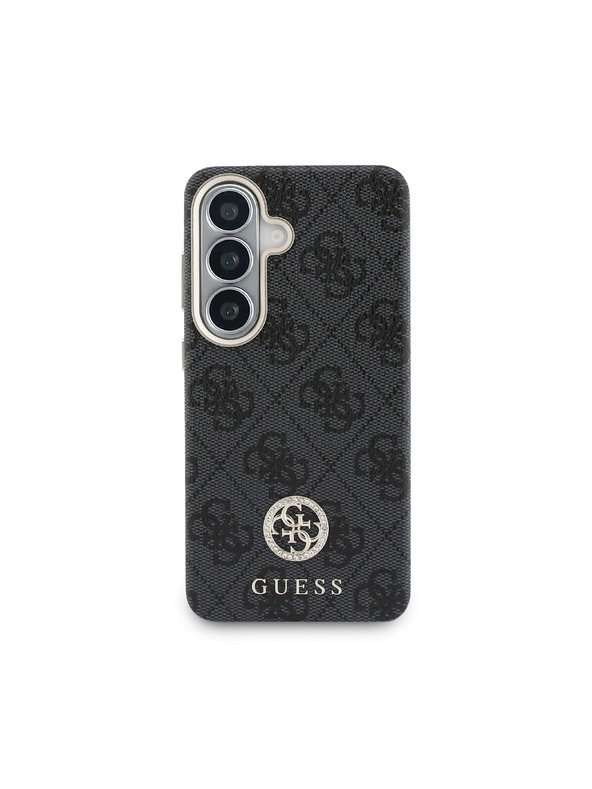 Guess Guess PU Leather 4G Strass Logo Gold Frame Magnetic Zadnji Ovitek za Samsung Galaxy S26 Black