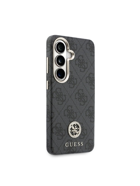 Guess Guess PU Leather 4G Strass Logo Gold Frame Magnetic Zadnji Ovitek za Samsung Galaxy S26 Black