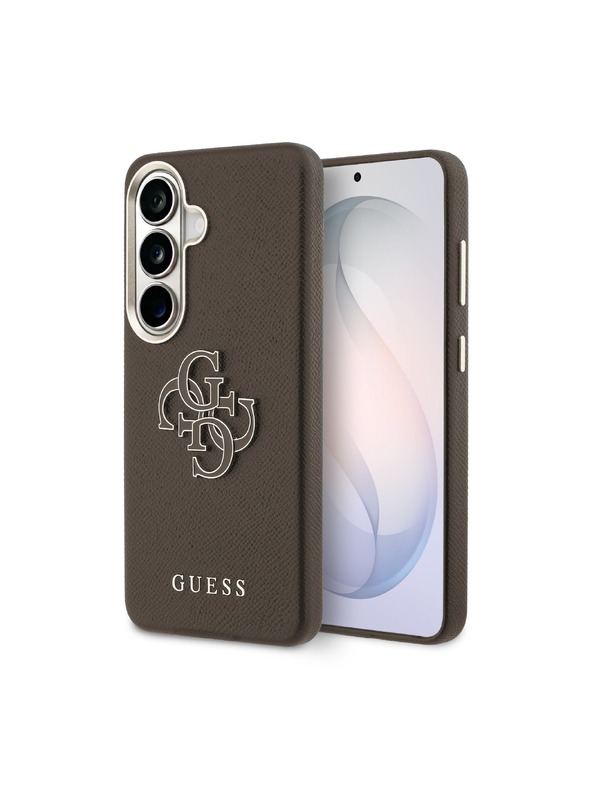 Guess Guess PU Grained 4G Resin Metal Logo Zadnji Ovitek za Samsung Galaxy S26 Brown