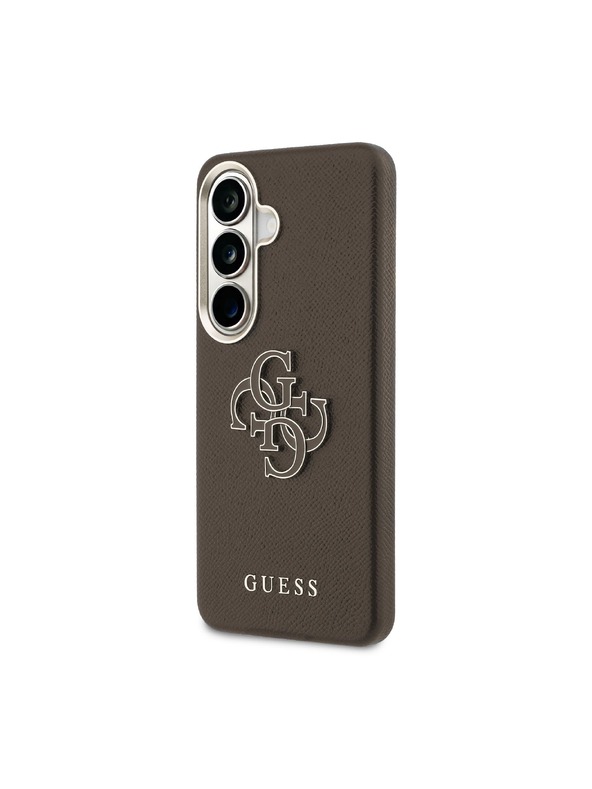 Guess Guess PU Grained 4G Resin Metal Logo Zadnji Ovitek za Samsung Galaxy S26 Brown
