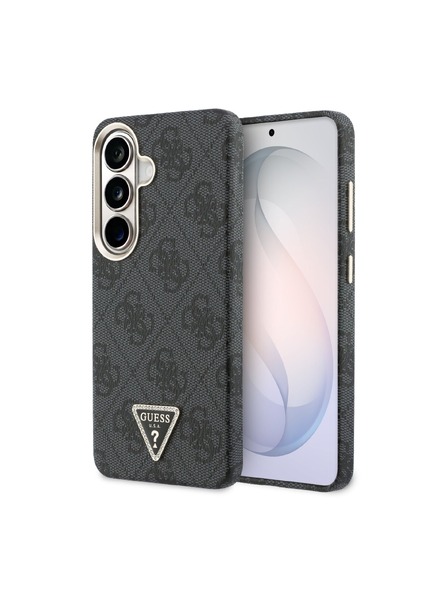 Guess Guess PU Leather 4G Strass Triangle Logo Gold Frame Magnetic Zadnji Ovitek za Samsung Galaxy S26 Black
