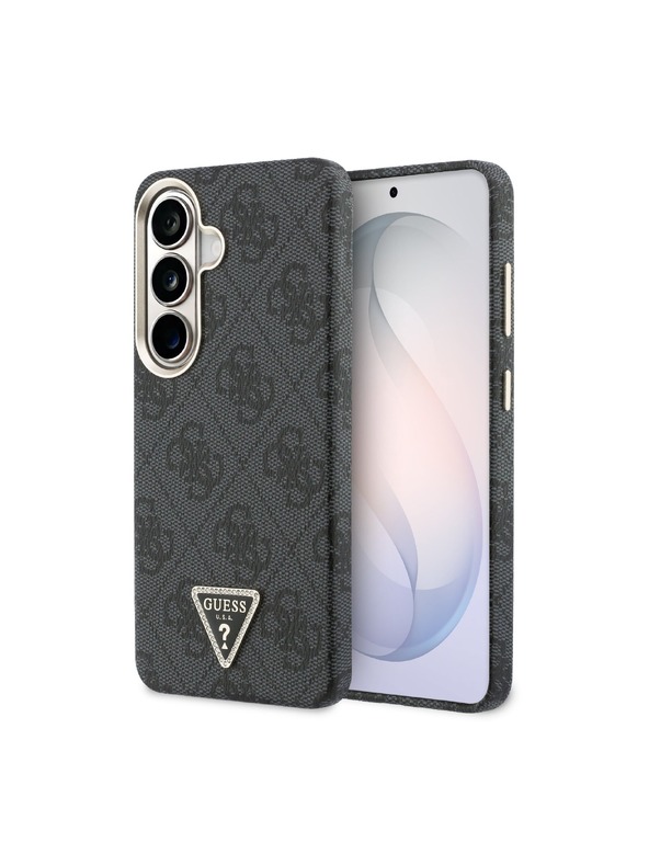 Guess Guess PU Leather 4G Strass Triangle Logo Gold Frame Magnetic Zadnji Ovitek za Samsung Galaxy S26 Black