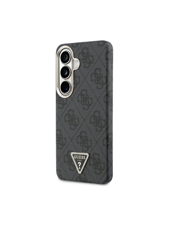 Guess Guess PU Leather 4G Strass Triangle Logo Gold Frame Magnetic Zadnji Ovitek za Samsung Galaxy S26 Black