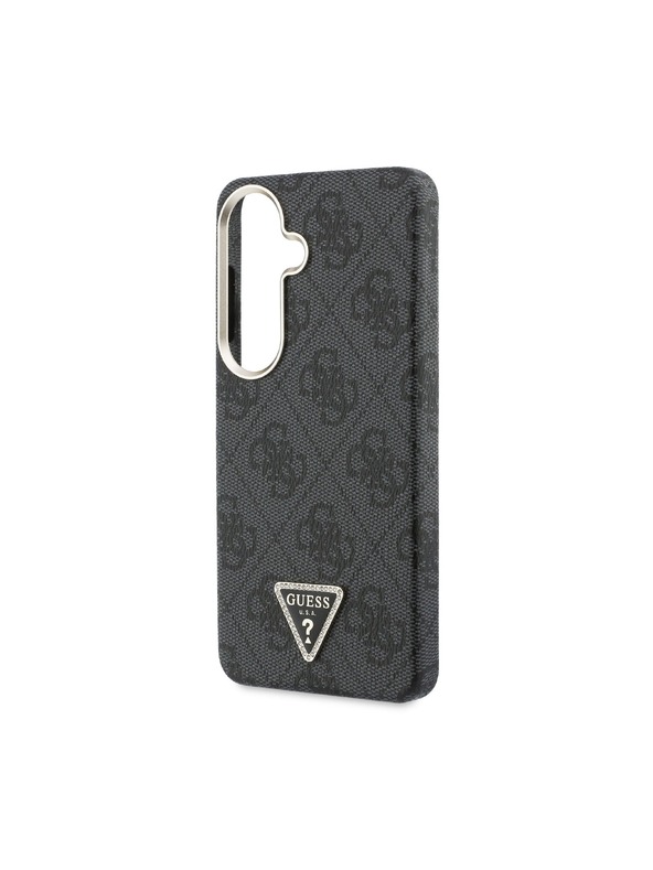 Guess Guess PU Leather 4G Strass Triangle Logo Gold Frame Magnetic Zadnji Ovitek za Samsung Galaxy S26 Black