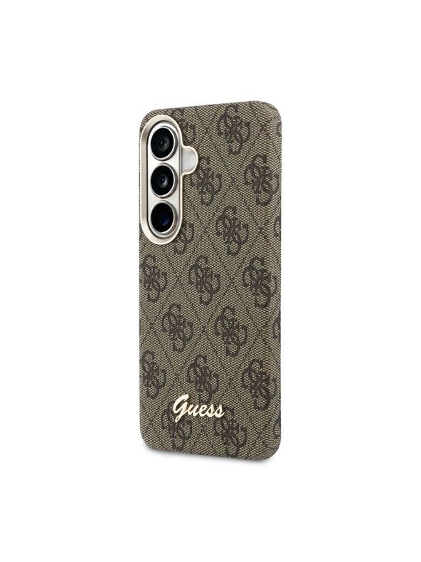 Guess Guess PU 4G Script Metal Logo Magnetic Zadnji Ovitek za Samsung Galaxy S26 Brown
