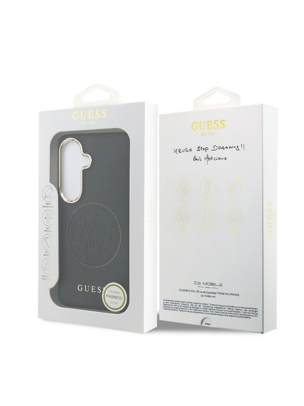 Guess Guess PU Perforated 4G Logo Magnetic Zadnji Ovitek za Samsung Galaxy S26 Black