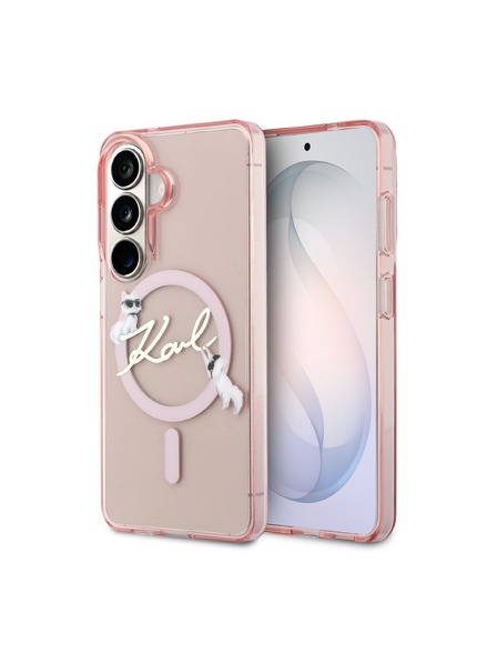 Karl Lagerfeld Karl Lagerfeld IML Choupette Karl Script Logo Magnetni Zadnji Ovitek za Samsung Galaxy S26 Pink