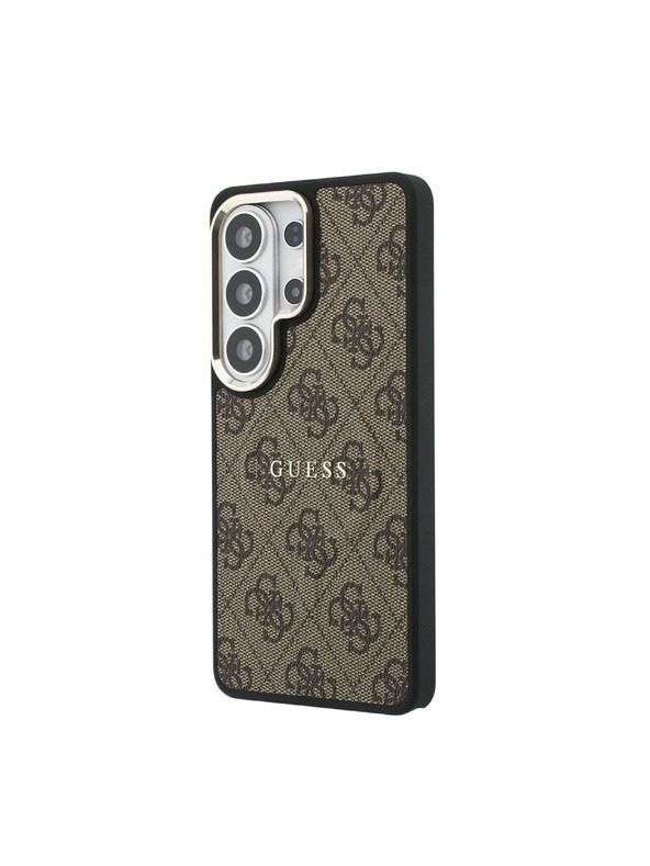 Guess Guess PU Usnje 4G Zlat Okvir Magnetni Zadnji Ovitek za Samsung Galaxy S26 Ultra Brown