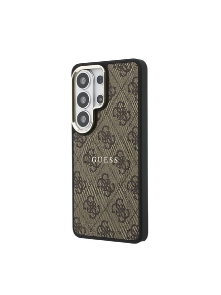 Guess Guess PU Usnje 4G Zlat Okvir Magnetni Zadnji Ovitek za Samsung Galaxy S26 Ultra Brown