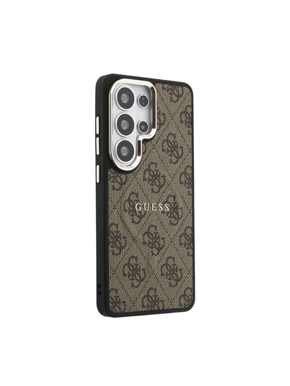 Guess Guess PU Usnje 4G Zlat Okvir Magnetni Zadnji Ovitek za Samsung Galaxy S26 Ultra Brown