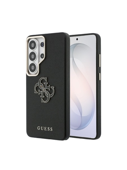 Guess Guess PU Zrnast 4G Smola Metal Logo Zadnji Ovitek za Samsung Galaxy S26 Ultra Black