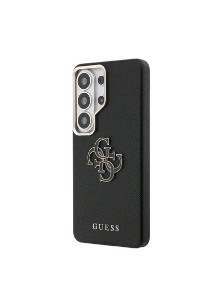 Guess Guess PU Zrnast 4G Smola Metal Logo Zadnji Ovitek za Samsung Galaxy S26 Ultra Black