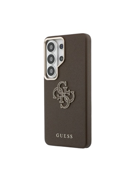 Guess Guess PU Zrnast 4G Smola Metal Logo Zadnji Ovitek za Samsung Galaxy S26 Ultra Brown