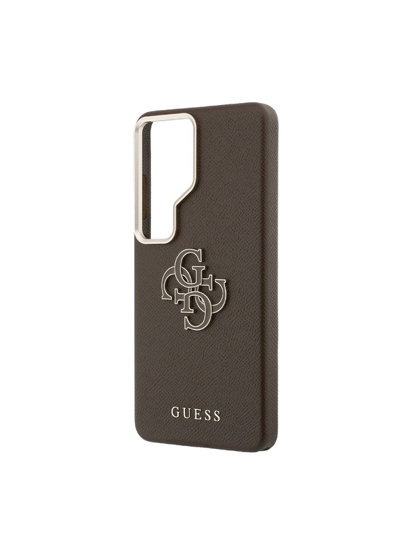 Guess Guess PU Zrnast 4G Smola Metal Logo Zadnji Ovitek za Samsung Galaxy S26 Ultra Brown