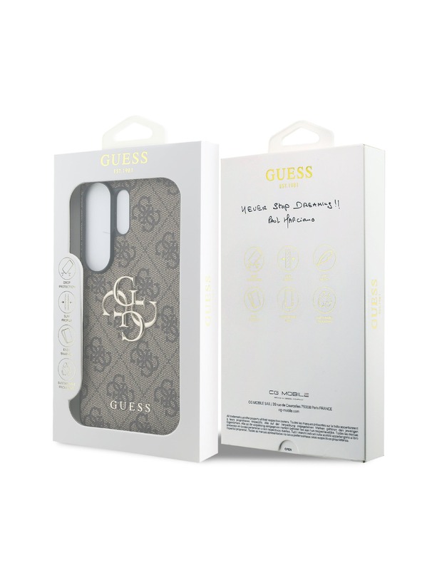 Guess Guess PU 4G Metal Logo Zadnji Ovitek za Samsung Galaxy S26 Ultra Brown