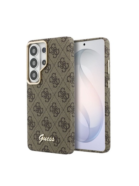 Guess Guess PU 4G Script Metal Logo Magnetni Zadnji Ovitek za Samsung Galaxy S26 Ultra Brown