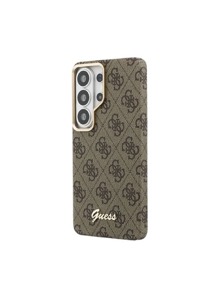 Guess Guess PU 4G Script Metal Logo Magnetni Zadnji Ovitek za Samsung Galaxy S26 Ultra Brown