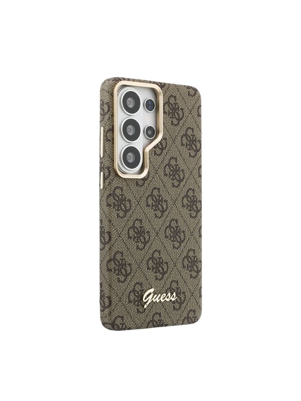 Guess Guess PU 4G Script Metal Logo Magnetni Zadnji Ovitek za Samsung Galaxy S26 Ultra Brown