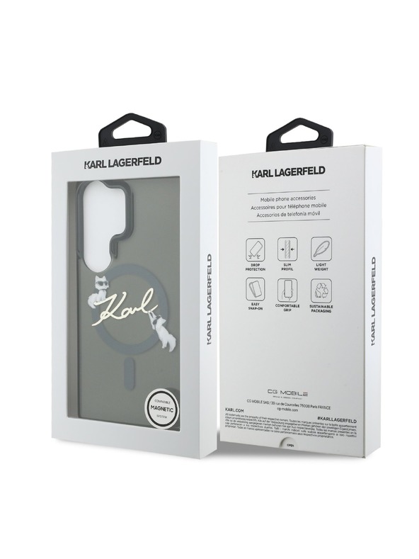Karl Lagerfeld Karl Lagerfeld IML Choupette Karl Script Logo Magnetni Zadnji Ovitek za Samsung Galaxy S26 Ultra Black