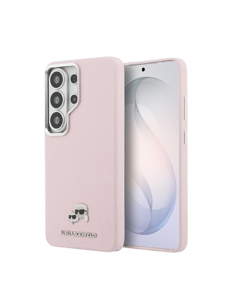 Karl Lagerfeld Karl Lagerfeld Grained PU Leather K&CH Heads Magnetic Zadnja Črna Zaščita za Samsung Galaxy S26 Ultra Pink