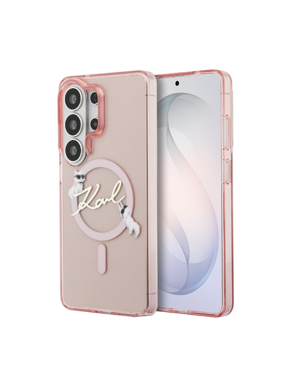 Karl Lagerfeld Karl Lagerfeld IML Choupette Karl Script Logo Magnetic Zadnja Črna Zaščita za Samsung Galaxy S26 Ultra Pink