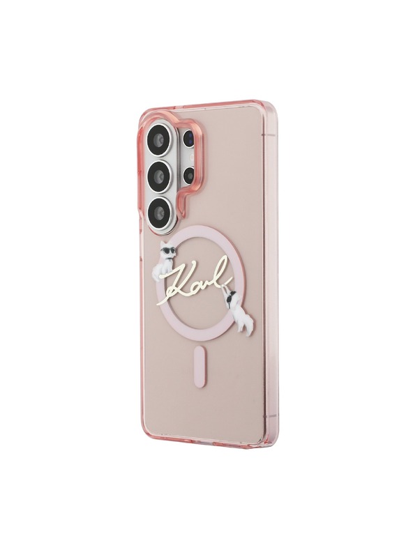 Karl Lagerfeld Karl Lagerfeld IML Choupette Karl Script Logo Magnetic Zadnja Črna Zaščita za Samsung Galaxy S26 Ultra Pink