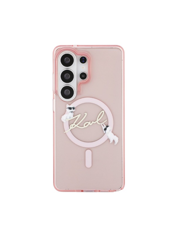 Karl Lagerfeld Karl Lagerfeld IML Choupette Karl Script Logo Magnetic Zadnja Črna Zaščita za Samsung Galaxy S26 Ultra Pink