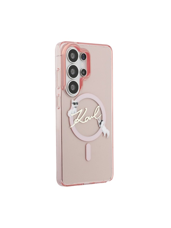 Karl Lagerfeld Karl Lagerfeld IML Choupette Karl Script Logo Magnetic Zadnja Črna Zaščita za Samsung Galaxy S26 Ultra Pink