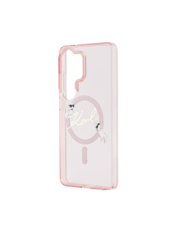 Karl Lagerfeld Karl Lagerfeld IML Choupette Karl Script Logo Magnetic Zadnja Črna Zaščita za Samsung Galaxy S26 Ultra Pink